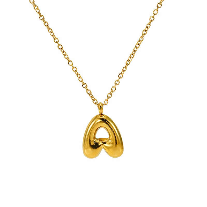 Gold color / 1 Piece Simple Series Daily Letter A Titanium Steel 18K Gold Plated Unisex Pendant Necklaces 